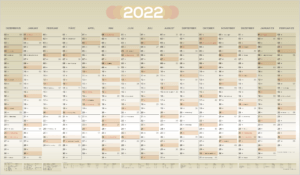 Jahresplaner 2022 mit Schulferien und Feiertagen